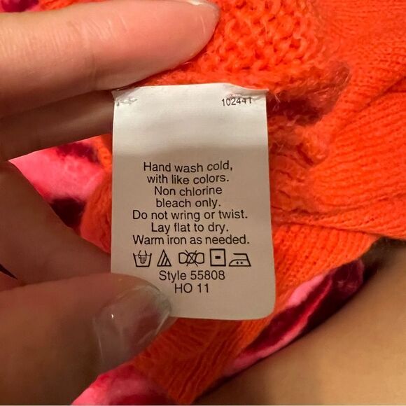 J. Crew Women Fall Season Orange Wynter Wool Mohair V-Neck Sweater Size XS - Picture 8 of 8